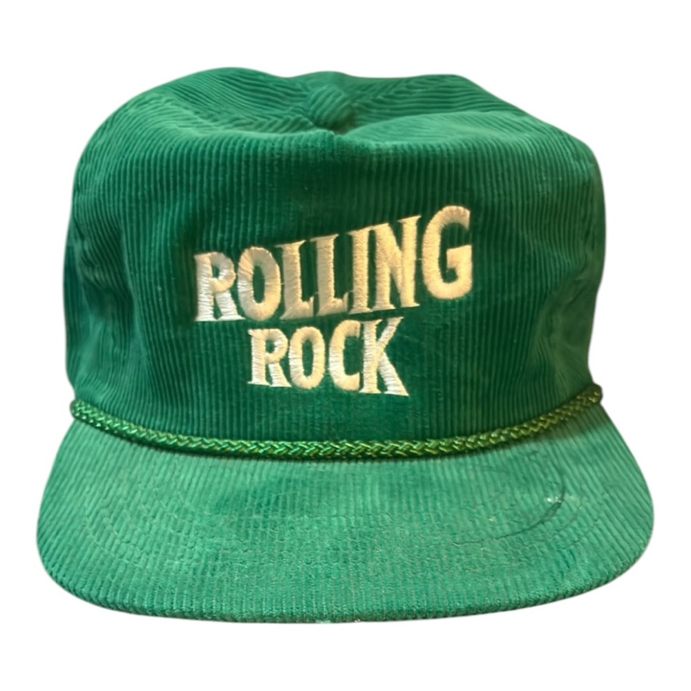 Rolling Rock Green Corduroy Hat Vintage